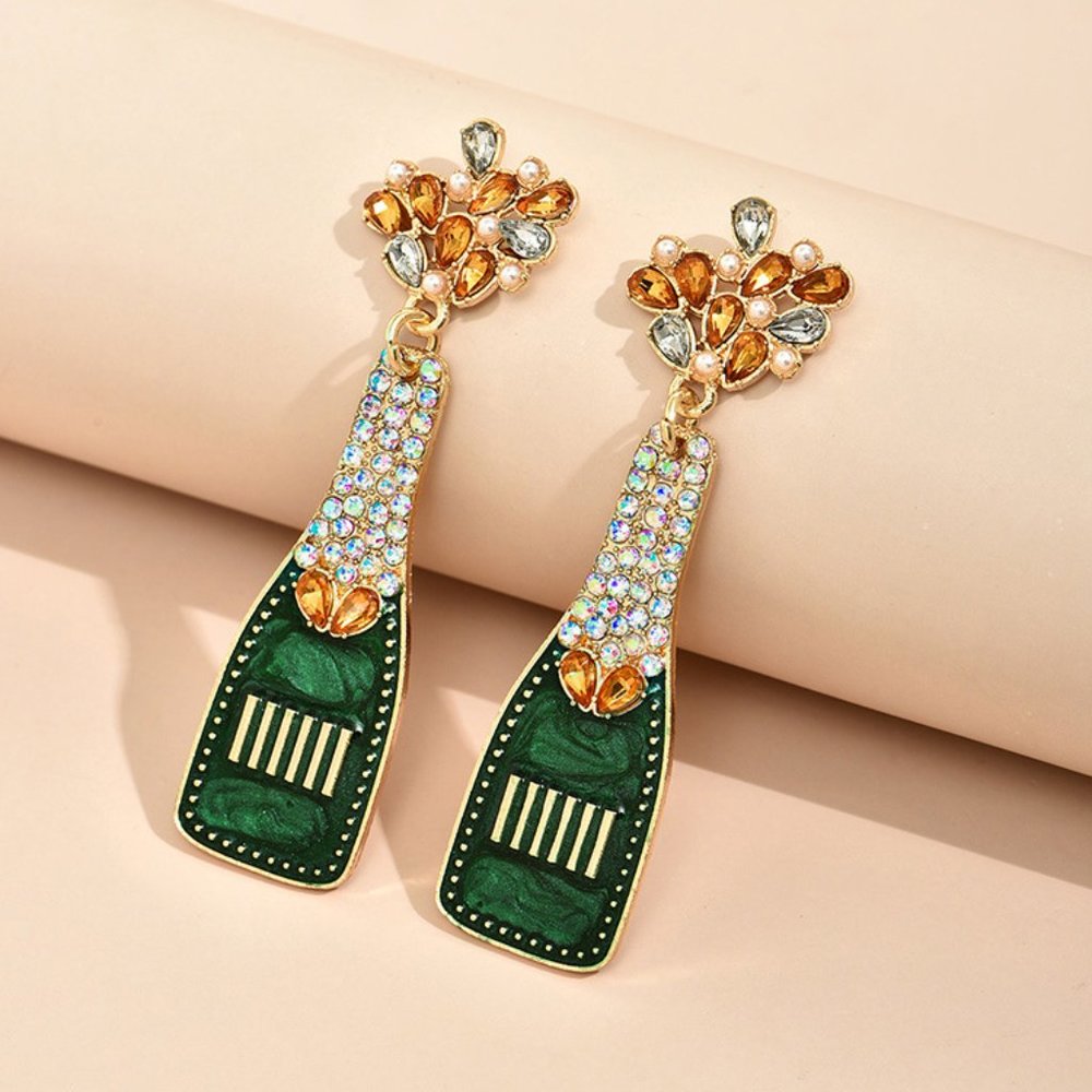Green Champagne Earrings NEW